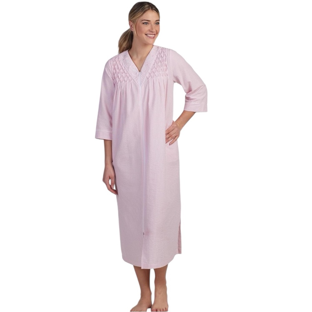 NWT Miss Elaine Full Zip Seersucker Robe House Dress Gift‎ Stocking Stuffer